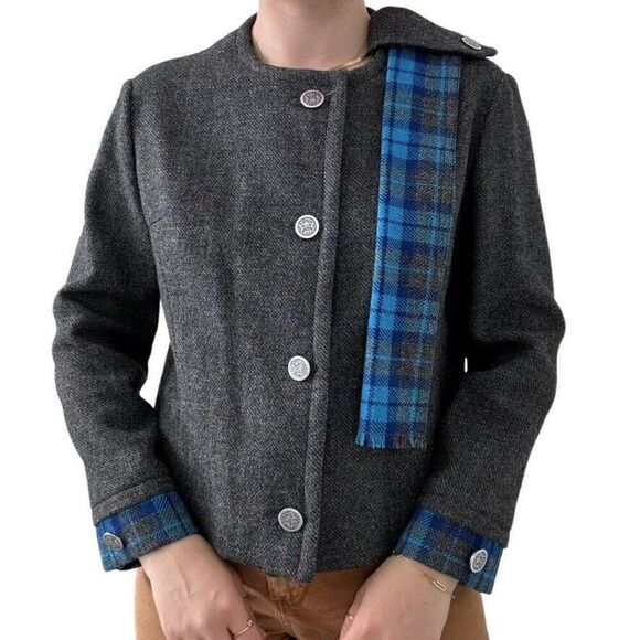 Vintage Reldan Grey Wool Renaissance Fair Cropped Blazer Jacket Made in England - Picture 2 of 7